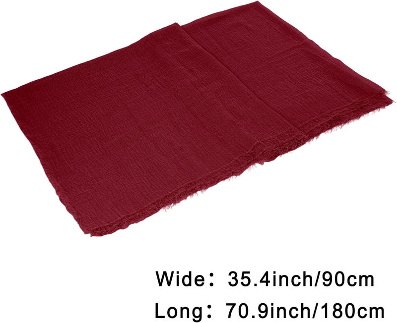 Nydotd Women Summer Cotton Linen Scarf Crinkle Long Beach Shawl Wrap hijab with Fringe - Image 2